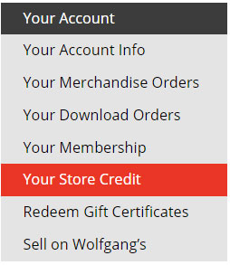 Your Account Store Credit Link